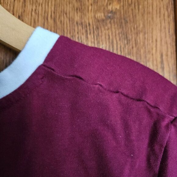 Disney Mickey Mouse Burgundy Rainbow Cropped T‑Shirt Women’s Medium 90s Tee - Picture 3 of 6